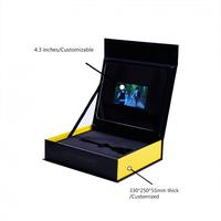 Personnalisé 2.4 4.3 5 7 10 Pouces En Cuir LCD Vidéo Boîte Cadeau Vidéo Brochure Boîte Lcd Affichage Vidéo Numérique Voeux Musique Coffrets Cadeaux