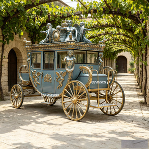 Calèche royale vintage à chevaux avec fenêtre transparente, idéale pour cérémonies de mariage et spectacles de carnaval urbain - Product Image 1