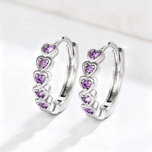 Pendientes de arcoíris con forma de corazón para mujer, aretes de uso diario con forma circular, accesorios dulces y modernos para las orejas - Product Image 5