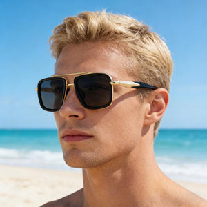 Gafas de sol cuadradas ZS-98353 para hombre, protección UV400, montura de plástico y metal, lentes de PC, color negro, para conducir al aire libre - Product Image 2