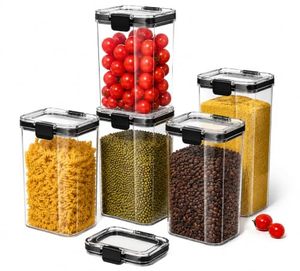 High Quality PET Stackable Space Saving Clear Plastic <b>Kitchen</b> <b>Canisters</b> for <b>Kitchen</b> Pantry Organization Modular Storage Solution - Product Image 1
