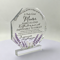 Plaque d'appréciation personnalisée en acrylique transparent OEM - Trophée gravé floral pour cadeau d'entreprise, enseignant et remise de diplôme
