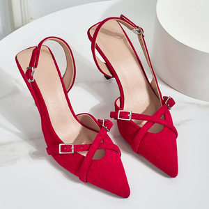 Sandali Estivi da Donna Eleganti <span class=keywords><strong>con</strong></span> <span class=keywords><strong>Tacco</strong></span> a Spillo da 8 cm, Punta Chiusa e Cinturino Posteriore in Finta Pelle Scamosciata, Taglie Forti - Product Image 3