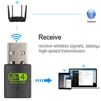 Adaptor USB WiFi Nirkabel 300Mbps RTL8192, Driver Gratis, Dongle USB WiFi untuk Windows
