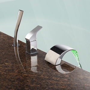 Chrome Thác Bồn Tắm Vòi Hoa Sen Vòi Ba Lỗ Kép Xử Lý Vòi Nước Tắm Mixer Tap - Product Image 3