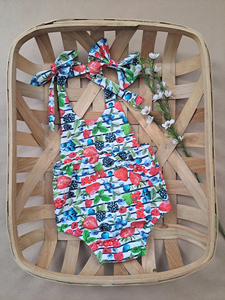 Conjunto de Ropa para Bebé Niña, Modelo SR3948, Estampado Cruzado Marrón, Mameluco sin Mangas, Mono, Conjunto de Burbuja para Bebé - Product Image 5