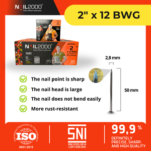 Clavos de Construcción Comunes de Alta Resistencia y Uso Pesado con Acabado Antioxidante, 2” x 12 BWG, 15 kg, Venta al Por Mayor de Fábrica - Product Image 2