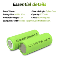 Ni-mh baterai isi ulang Ni-mh, alat sikat gigi elektrik instrumen perangkat medis 4/5A 2000mAh 1.2V Ni Mh