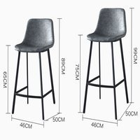 Tabouret de bar Faux cuir hauteur chaise bjflamingo tabourets de bar avec dos pieds en métal