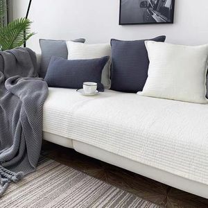 Pure Cotton Nordic Sofa Cushion <b>Cover</b> Solid Color Non Slip Universal Pad Type Seat <b>Protector</b> For Living Room Furniture - Product Image 5