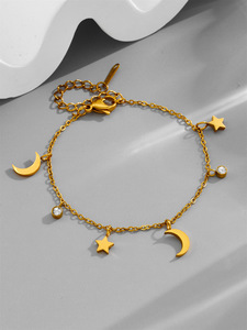 Star Moon Rhinestone <strong>Stainless</strong> <strong>Steel</strong> Bracelet Set Trendy Best Friend Sisters <strong>Jewelry</strong> Personalized Fashion Chain Link - Product Image 6