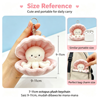 Porte-clés en peluche pieuvre mignonne, broderie personnalisée, breloque de sac rembourrée, pendentif de sac à dos, cadeau d'anniversaire pour enfants, pour le marché malaisien