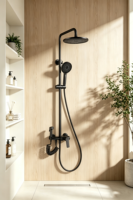 Ensemble de douche pluie poli 3464 à 2 poignées, 3 modes de jet, pluie douce, moderne, 2 trous, pour hôtels, salle de bain de luxe, fabriqué en Chine