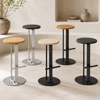 Tabouret de bar pour îlot de cuisine, style industriel, cadre en fer noir, assise en bois de teck couleur teck, logo personnalisé OEM ODM