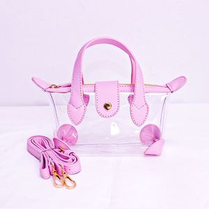 Sac messager portable personnalisé pour femme, étanche avec fermeture éclair, en PVC transparent rose, mini sac fourre-tout, sac à bandoulière tendance pour voyage - Product Image 2
