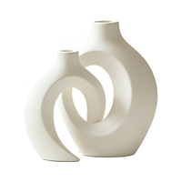 Vase en céramique Snuggle Hollow, lot de 2, style moderne nordique minimaliste, blanc mat entrelacé, porte-fleurs, décoration d'intérieur, cadeaux pour table