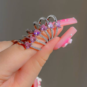 Anillo de Compromiso y Boda para Mujer, Estilo Moderno, Incrustaciones de Circonio, Latón, Anillos de Moda Coreanos, Chapado en Rodio, para Aniversario o Fiesta - Product Image 1