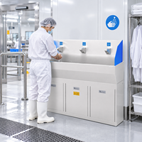 Système de barrière d'hygiène automatique avec machine de désinfection des mains et de nettoyage des semelles pour le contrôle d'accès industriel