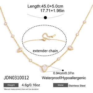Collier pendentif en acier inoxydable plaqué or 18 carats original à la vente chaude, zircon, gouttelette, design délicat pour un cadeau minimaliste - Product Image 5
