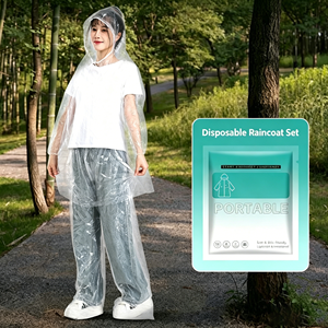 Ensemble imperméable jetable avec pantalon, <span class=keywords><strong>poncho</strong></span> de pluie une pièce extra long et épaissi avec pieds intégrés, portable pour le rafting - Product Image 2