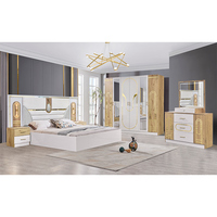 Ensemble de Meubles de Chambre à Coucher en Bois de Luxe Turc à Prix Abordable, Lit Moderne en Bois Double Queen King Size pour Maison et Appartement