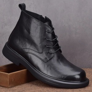 รองเท้าหนังแท้คุณภาพสูงสำหรับผู้ชาย ทรงสี่เหลี่ยม พื้นหนา น้ำหนักเบา กันลื่น เหมาะสำหรับใส่กลางแจ้ง สไตล์เกาหลี แฟชั่น - Product Image 4