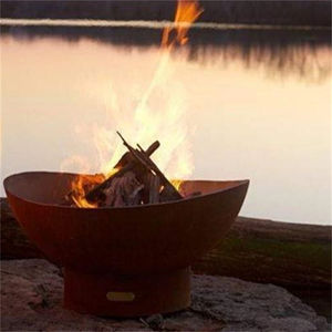 GNEE Corten Steel Rusty <b>Metal</b> Hemispherical <b>edge</b> Fire Pit <b>for</b> Indoor & Outdoor Use - Product Image 6