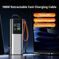 CDB-184-2W 100W PD 20000mAh Batterie externe à charge rapide avec câble Type C rétractable Écran couleur TFT Chargeur portable pour ordinateur portable