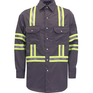 Camisas de Alta Visibilidad Resistentes al Fuego de 7.5 oz con Cinta Reflectante para Soldadores y Montadores al por Mayor - Product Image 2