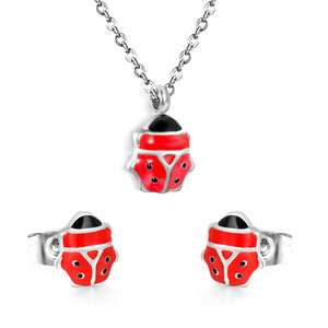 Conjunto de Joyería Ladybug, Collar, Aretes y Pulsera de Acero Inoxidable, Regalo para Mujer, Diseño de Insecto a la Moda - Product Image 5