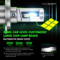 Novsight Super Bright 100W 20000 Lumen H11 Ampoule de phare LED pour voiture, faisceau haut et bas, phares LED H4 H7