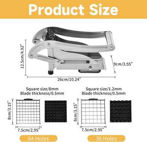 Cortador manual de patatas fritas de acero inoxidable 304, cortador de patatas a la francesa, rebanador de patatas - Product Image 3