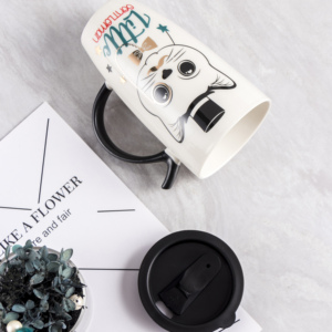 Tazas de cerámica <span class=keywords><strong>con</strong></span> diseño de gato bonito y creativo personalizado, taza de café de porcelana encantadora de porcelana <span class=keywords><strong>con</strong></span> tapa para regalo - Product Image 4