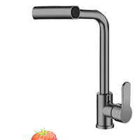 Robinet de cuisine luxueux en acier inoxydable poli-Design contemporain de douche à effet pluie