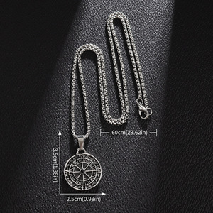 <b>Cross</b>-border best-selling eco-friendly alloy compass pendant necklace for <b>men</b>, trendy European and Americanstyle fashion - Product Image 2
