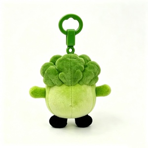 Porte-clés en peluche personnalisé en forme de bok choy avec visage clignotant, breloque légume vert bicolore, peluche végétale brodée - Product Image 4
