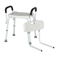 Chaise de douche médicale à montage sans outil, siège de bain avec bras rembourrés, dossier amovible et pieds réglables dans la sécurité de la baignoire