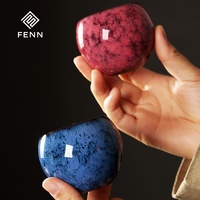 Tasse à café FENN personnalisée de 110 ml, tasse à espresso et cappuccino japonaise, tasse à thé en céramique arabe émaillée, tasse à thé en argile en forme d'œuf, ensemble de tasses à thé Kung Fu