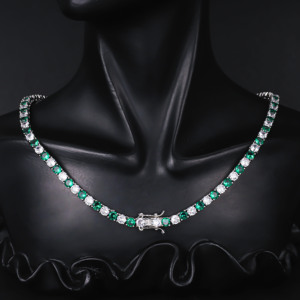 สร้อยคอผู้หญิงประดับเพชรเพทายชุบทองประดับเพชรหลากสีทำจากทองเหลืองออกแบบได้ตามต้องการ - Product Image 2