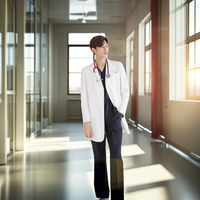 Veste de gommage d'hôpital à manches longues personnalisée avec conception personnalisée Veste de médecin blanche Blouse de laboratoire médical pour femmes