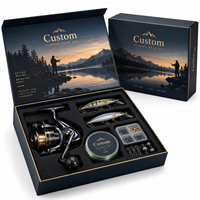 Coffret cadeau pour pêcheur personnalisé, emballage en papier rigide de luxe avec insert en EVA pour moulinets, leurres, lignes, outils et accessoires de pêche