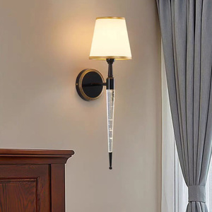 Appliques murales décoratives modernes, lampe de chevet avec abat-jour en tissu doré, luminaire mural pour salon, couloir, intérieur - Product Image 2