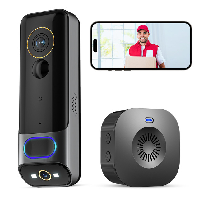 2K Dual Intercom PIR Sensor Wide Angle Video Doorbell Camera IR Night Vision 2.4G WIFI Home Alarm System Door Bell Ring