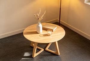 Modern Round Wood Coffee <b>Table</b> Minimalist Design Living Room Furniture - Product Image 6
