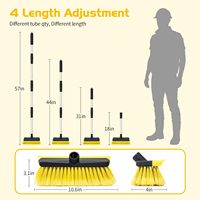 Kit de brosses de lavage réglables à long manche en nylon jaune écologique – Outil de nettoyage polyvalent pour l'extérieur des véhicules, camping-cars, bateaux, bardages et terrasses