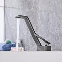 Grifo de Lavabo de Latón de Primera Calidad para Hotel, Núcleo de Válvula de Cerámica, Moderno, Cromado, Montado en Cubierta, Monomando, para Baño Comercial