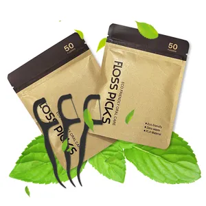 Eco Friendly Mint Corn Biodegradable Custom Ce Approval Pick Bamboo Charcoal Vegan Dental Floss For Oral Care