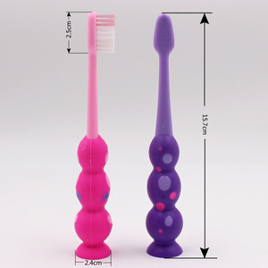 Brosse à dents pour enfants, poils doux, design à ventouse, 15,7 cm, manuelle, colorée, pour enfants - Product Image 1