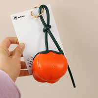 Porte-clés et breloque de sac en PU et coton, style Ins Miu, motif Ruyi kaki, pendentif fruit personnalisé et polyvalent, personnalisable en petites séries