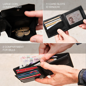 Men's Tri-Fold Genuine Leather <b>Wallet</b> With <b>Rfid</b> <b>Blocking</b> Multi-Card Slots Short Style For Everyday Use - Product Image 4